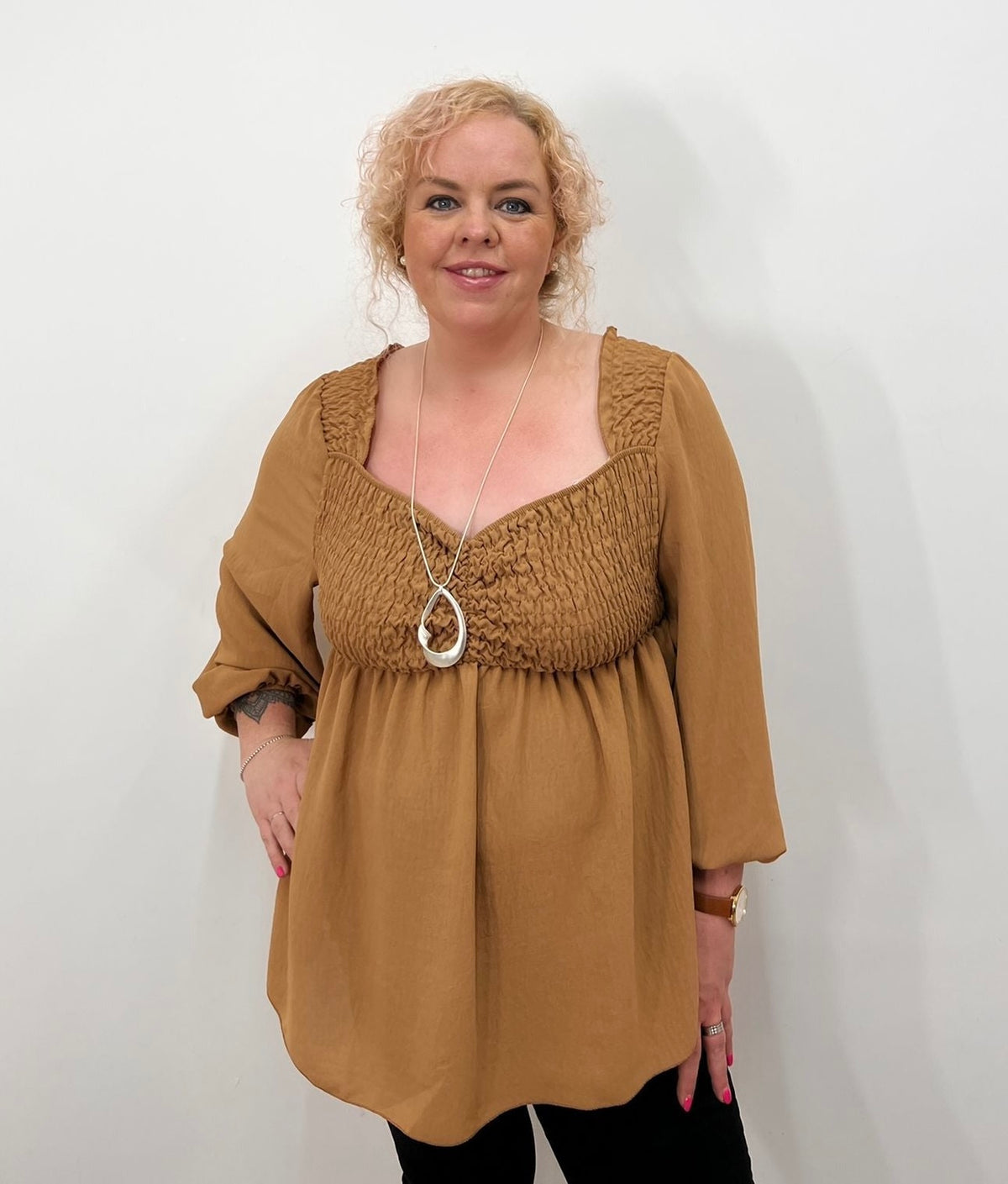 Willow One-Size Blouse in Tan - Wardrobe Plus