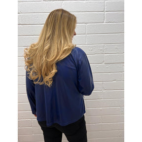 Magna Leather Look Jacket in Royal Blue - Wardrobe Plus