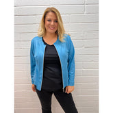 Magna Leather Look Jacket in Turquoise - Wardrobe Plus
