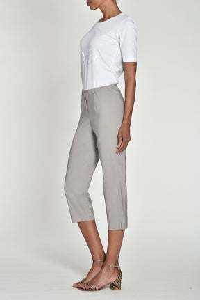 Robell Crop Trousers | Taupe - Wardrobe Plus