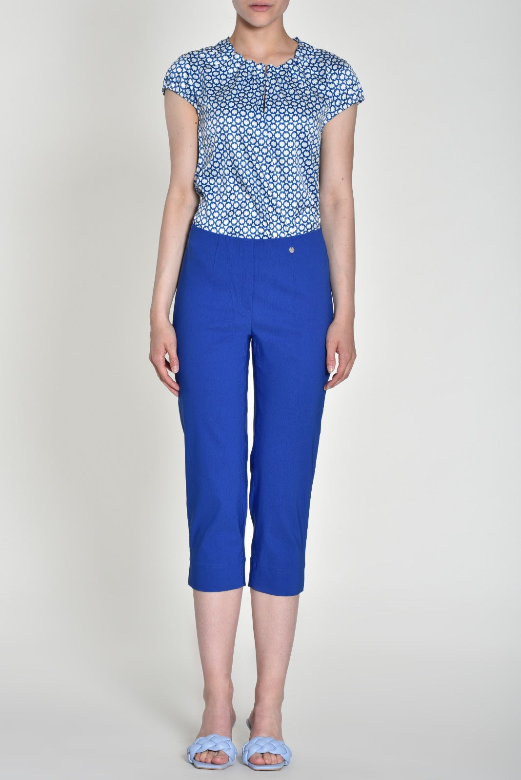 Robell Crop Trousers | Royal Blue - Wardrobe Plus