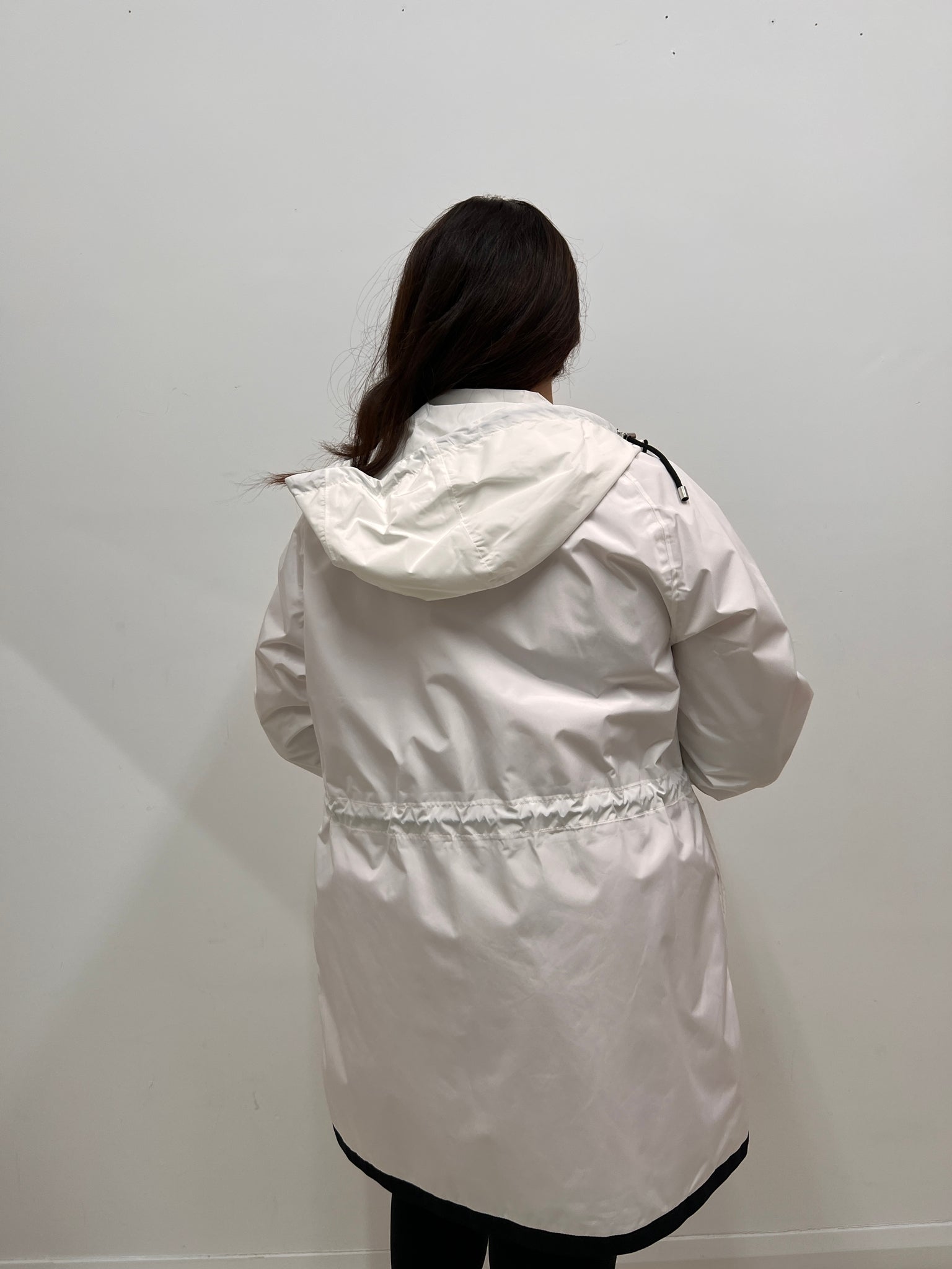 Normann Longline Raincoat in White - Wardrobe Plus