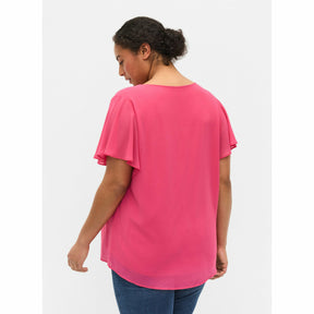 Zizzi Jagger Blouse in Pink - Wardrobe Plus