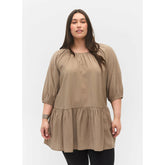 Zizzi A-Line Tunic in Taupe - Wardrobe Plus