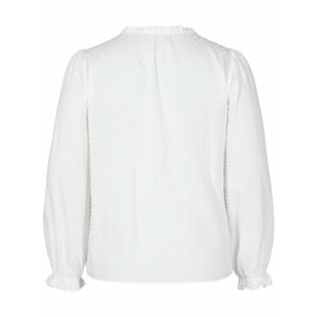 Zizzi Long Sleeve Blouse in White - Wardrobe Plus