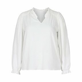 Zizzi Long Sleeve Blouse in White - Wardrobe Plus