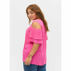 Zizzi Mei Blouse in Pink - Wardrobe Plus