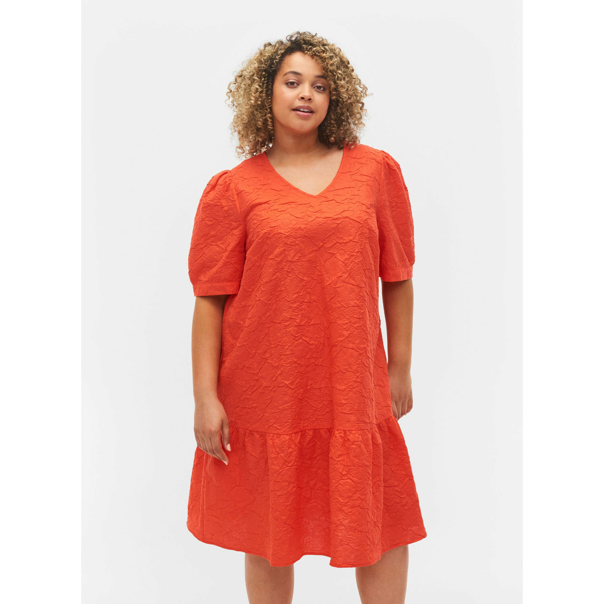 Zizzi Sonie Dress in Orange - Wardrobe Plus