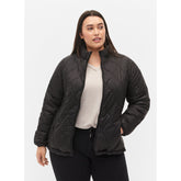 Zizzi Quilted Lightweight Jacket in Black - Wardrobe Plus