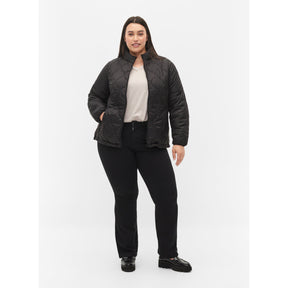 Zizzi Quilted Lightweight Jacket in Black - Wardrobe Plus