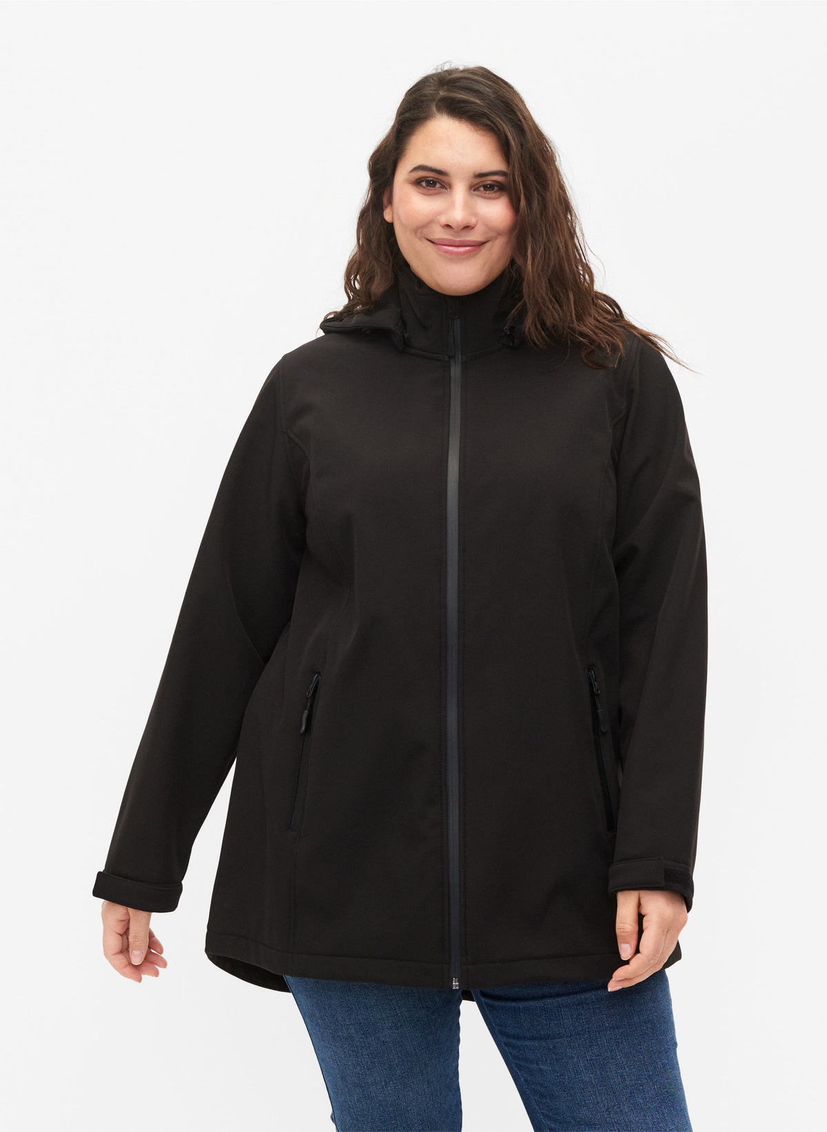 Zizzi Asta Softshell Jacket in Black - Wardrobe Plus