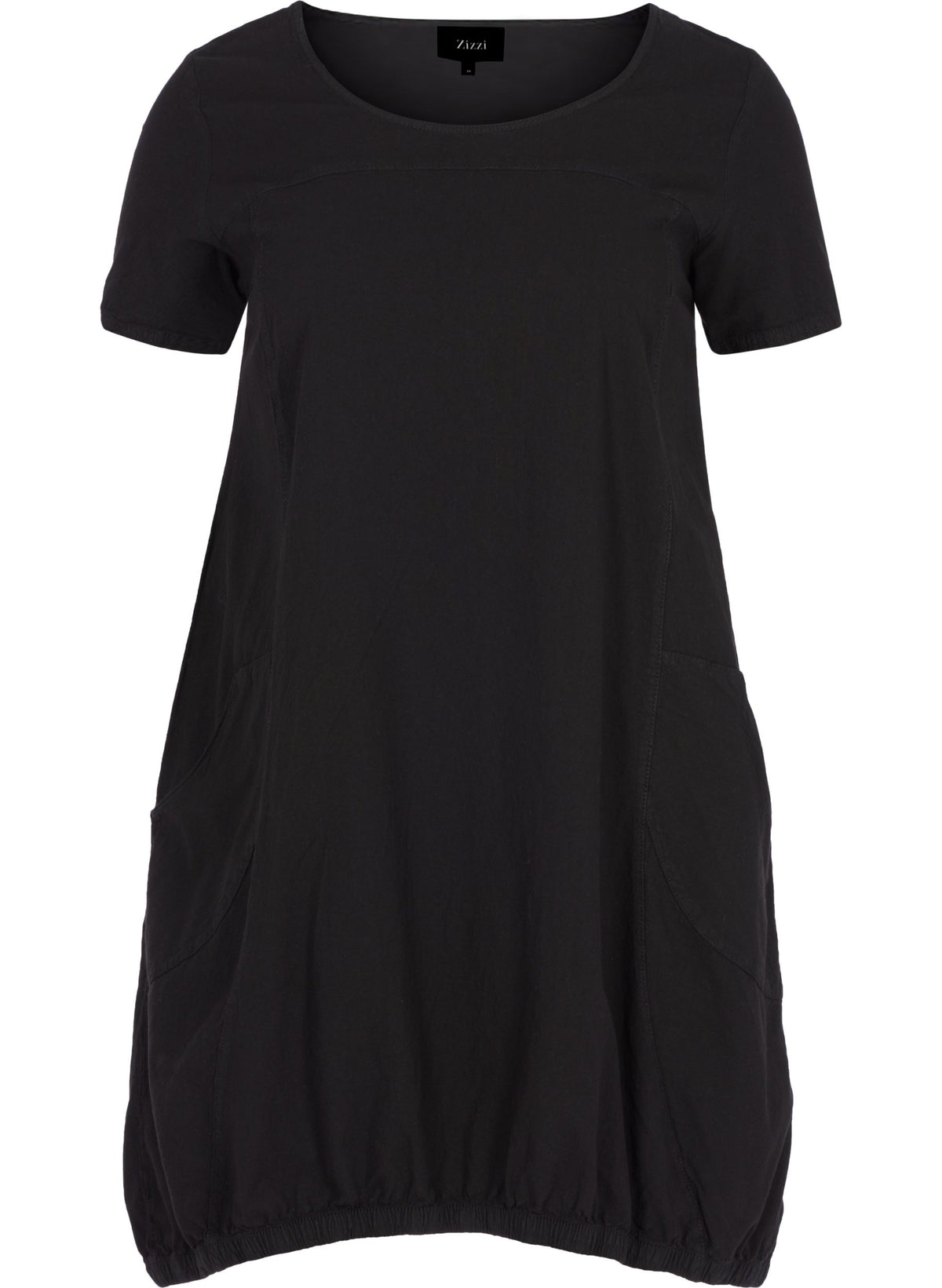 Zizzi Cotton Bubble Dress in Black - Wardrobe Plus