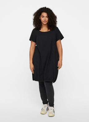 Zizzi Cotton Bubble Dress in Black - Wardrobe Plus