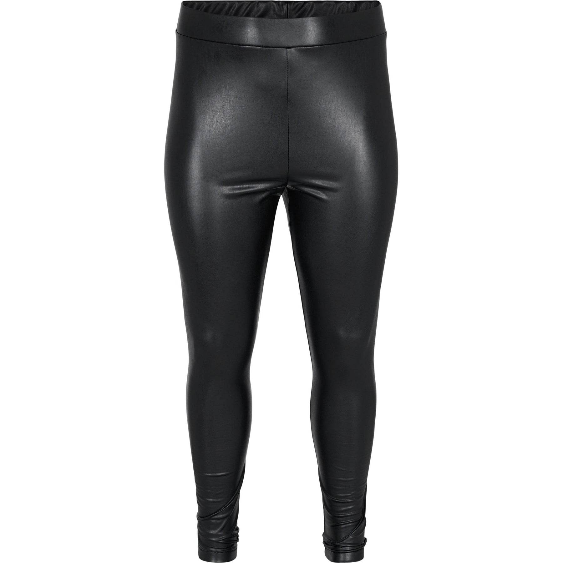 Zizzi Vana leather look Leggings in Black - Wardrobe Plus