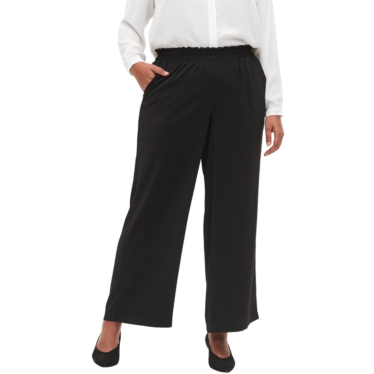 Zizzi Wide Leg Pant in Black - Wardrobe Plus