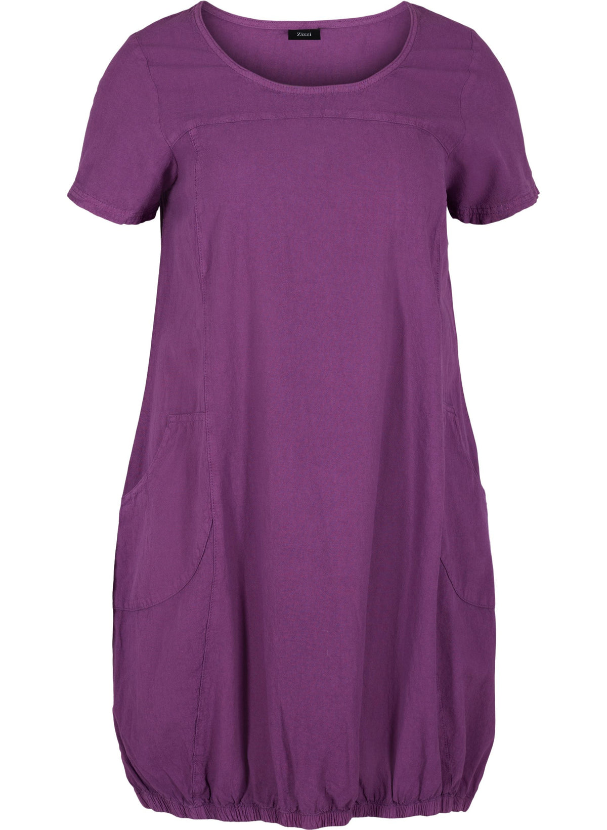 Zizzi Cotton Bubble Dress in Purple - Wardrobe Plus