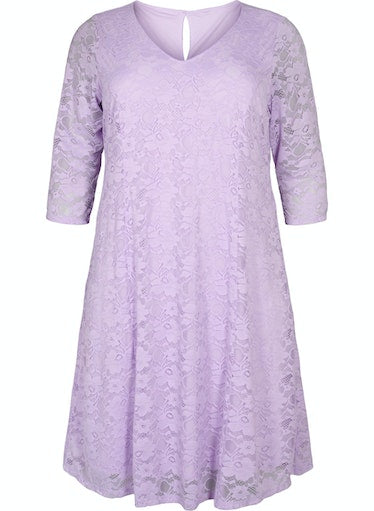 Zizzi Bonnie Lace Dress in Lavender - Wardrobe Plus
