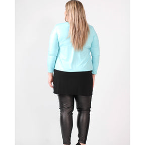 Magna Leather Look Jacket in Aqua Blue - Wardrobe Plus