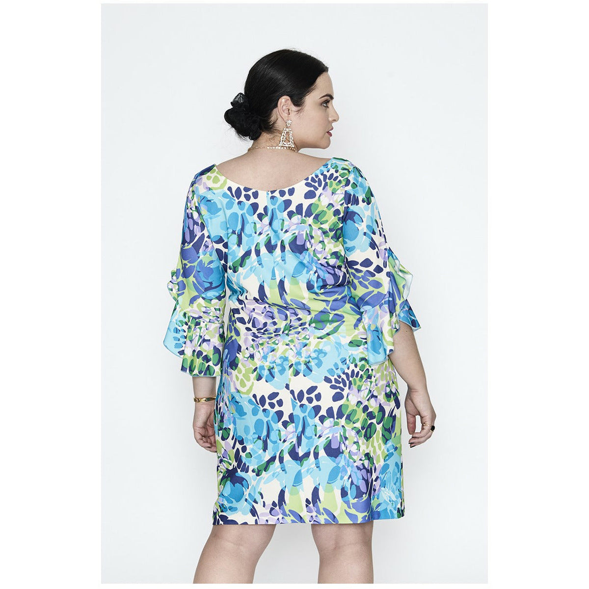 SPG Ruffle Sleeve Dress in Floral Print - Wardrobe Plus