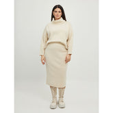 Mat Fine Knit Skirt in Beige - Wardrobe Plus