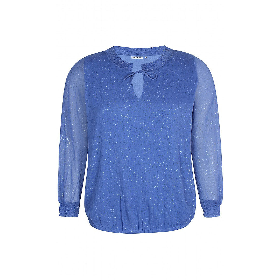 Zhenzi Megane Glitter Blouse in Blue - Wardrobe Plus