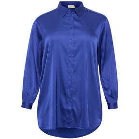 Kaffe Milla Long Shirt in Mazarine Blue - Wardrobe Plus