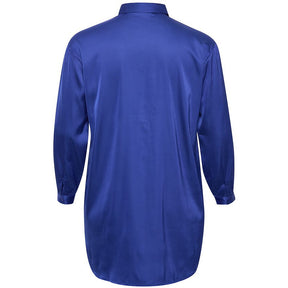 Kaffe Milla Long Shirt in Mazarine Blue - Wardrobe Plus