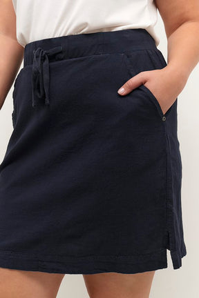 Kaffe Curve Nana Skirt in Navy - Wardrobe Plus