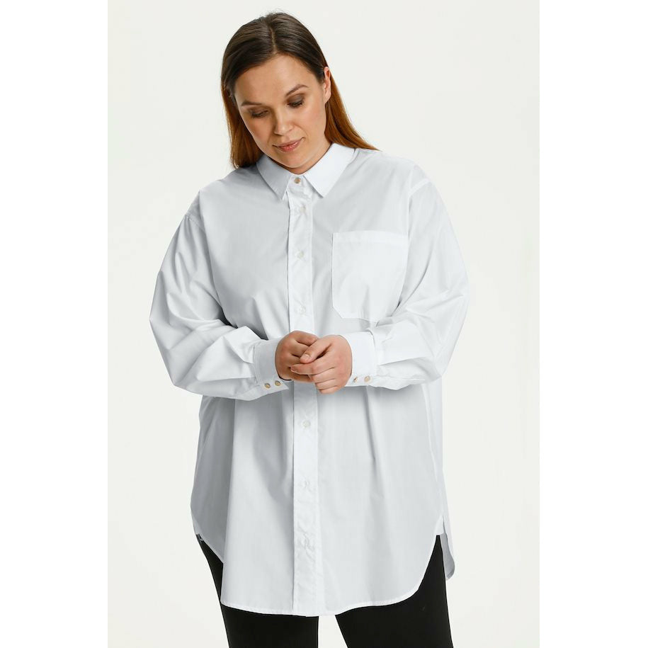 Kaffe Curve Elina Blouse In White | Plus Size Tops