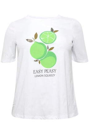Kaffe Curve Sally Lime T-shirt in White