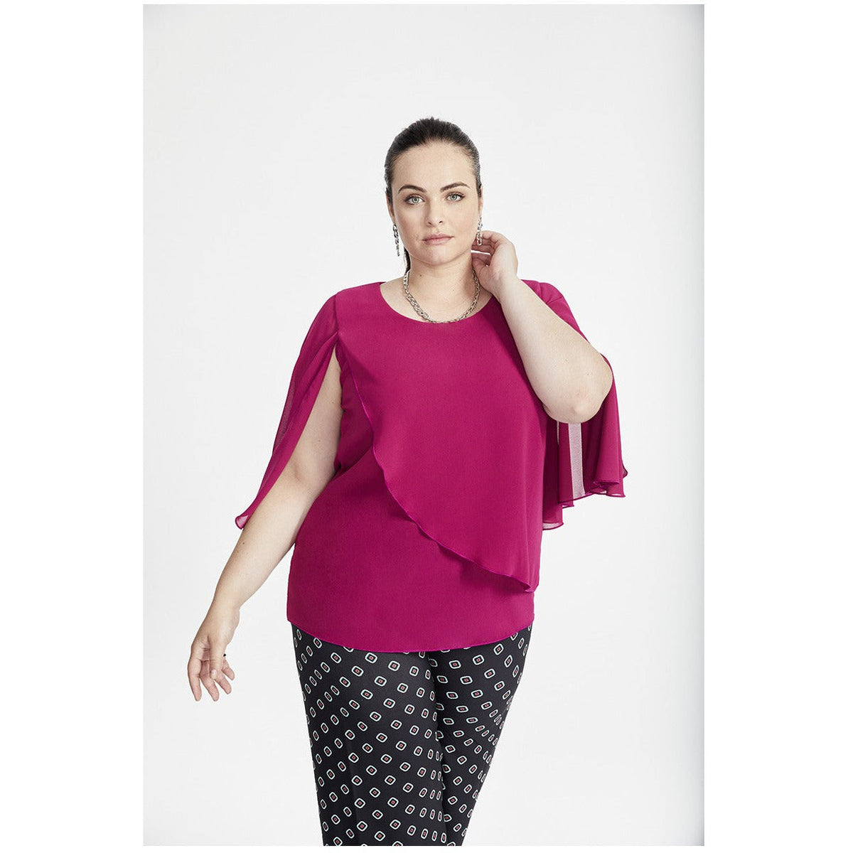 SPG Waterfall Blouse in Pink - Wardrobe Plus