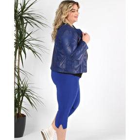 Magna Leather Look Jacket in Royal Blue - Wardrobe Plus