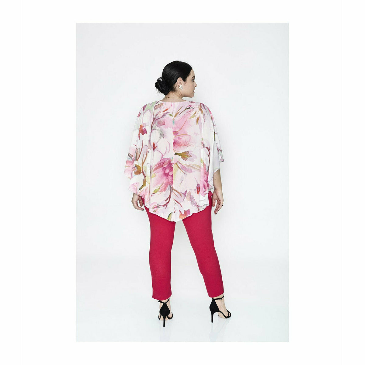 SPG Chiffon Layer Blouse in Pink Floral Print - Wardrobe Plus