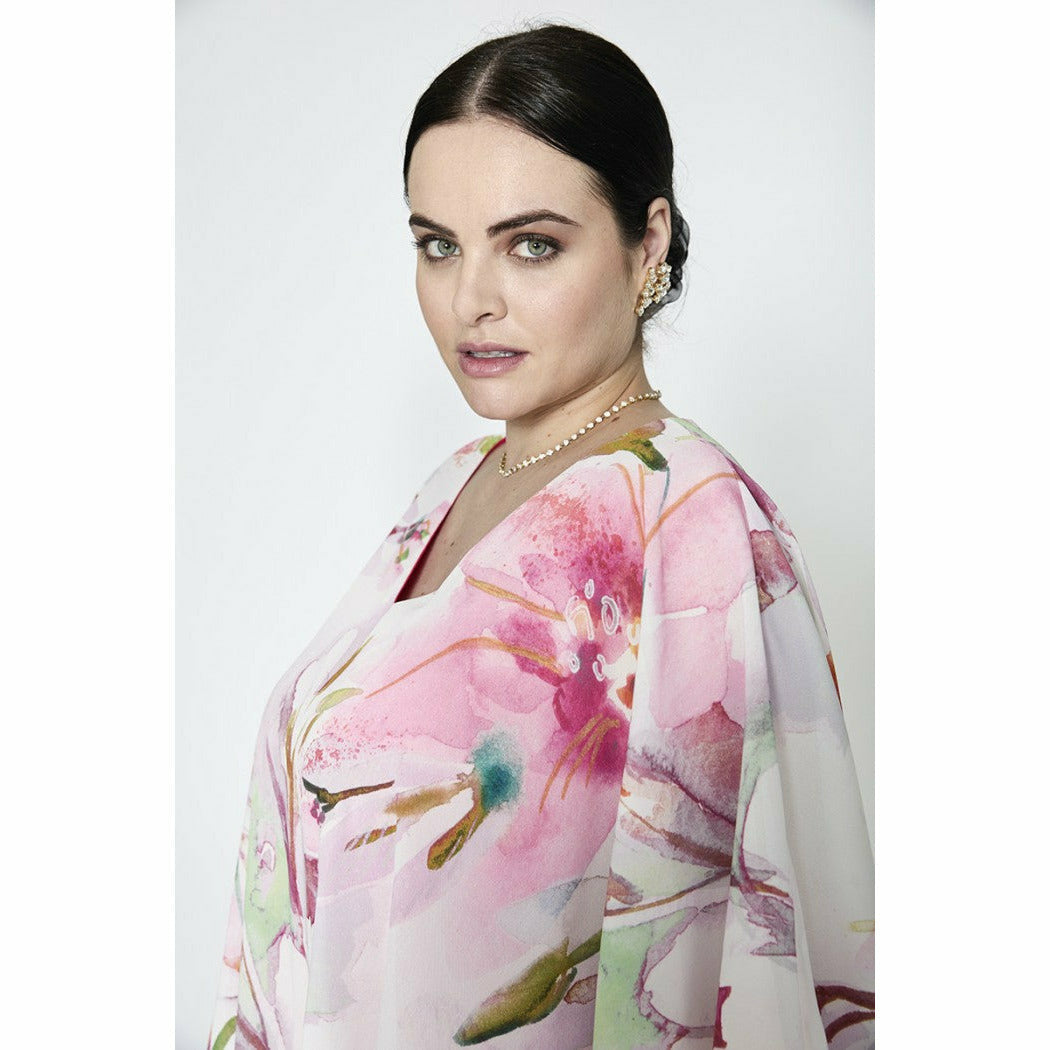 SPG Chiffon Layer Blouse in Pink Floral Print - Wardrobe Plus