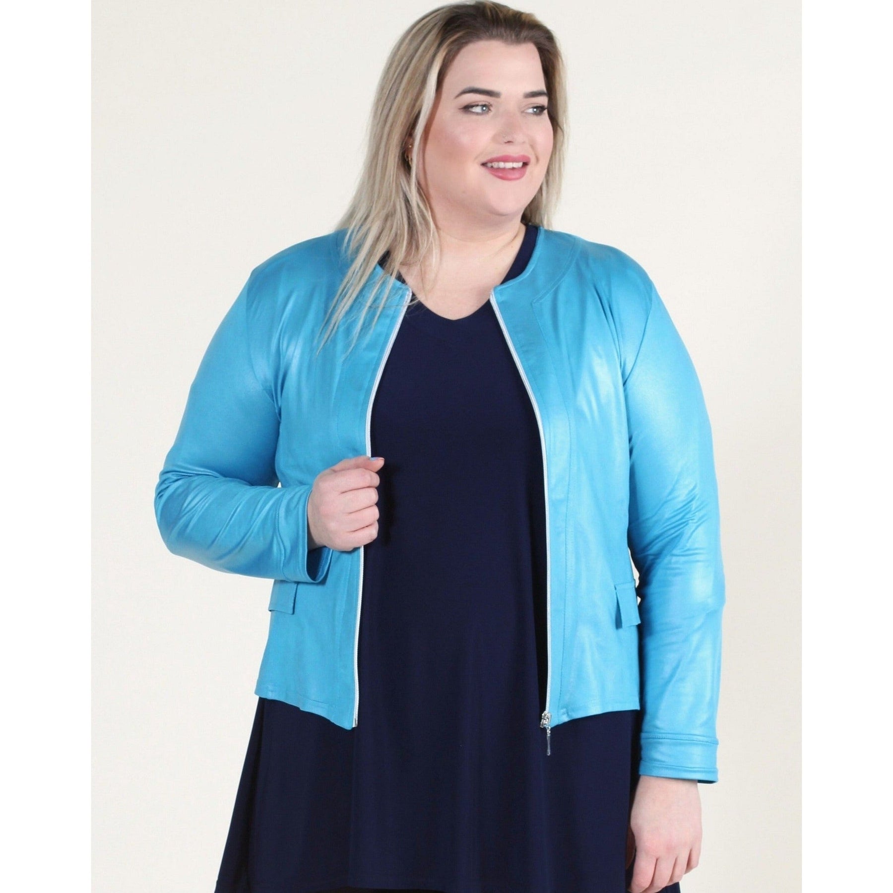 Magna Jacket Turquoise, Plus Size Clothing
