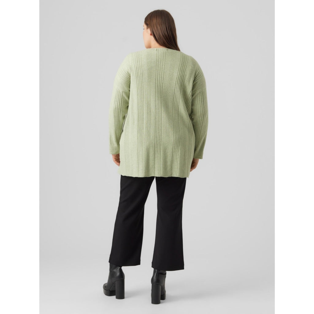 Vero Moda Ribbed Cardigan in Green - Wardrobe Plus