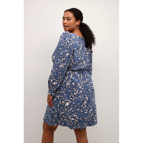 Kaffe Curve Vella Dress in Vintage Indigo - Wardrobe Plus